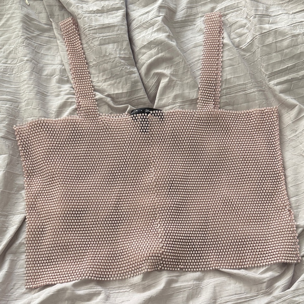 Blush Pink Rhinestone Crop Tank